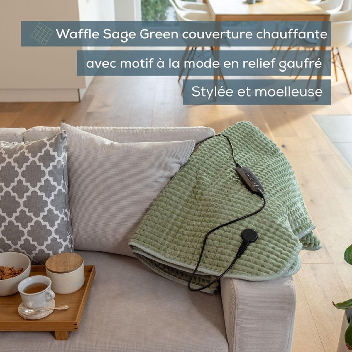 Couverture Chauffante - HD 72 Waffle Verte couleur unique, BEURER