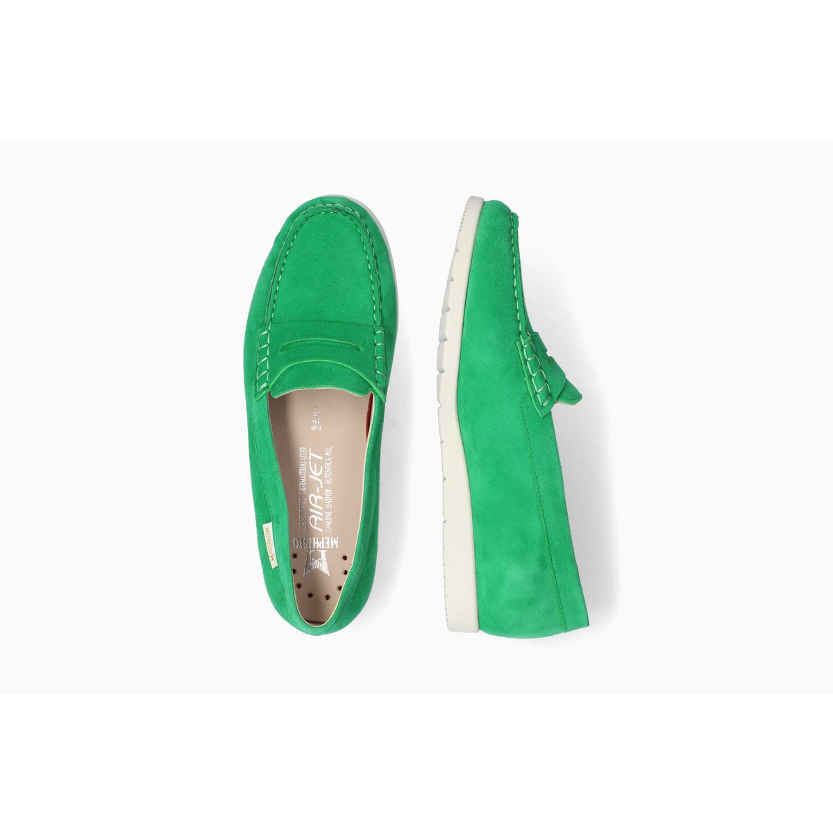 Mocassins en cuir VOLGA vert 5144, MEPHISTO
