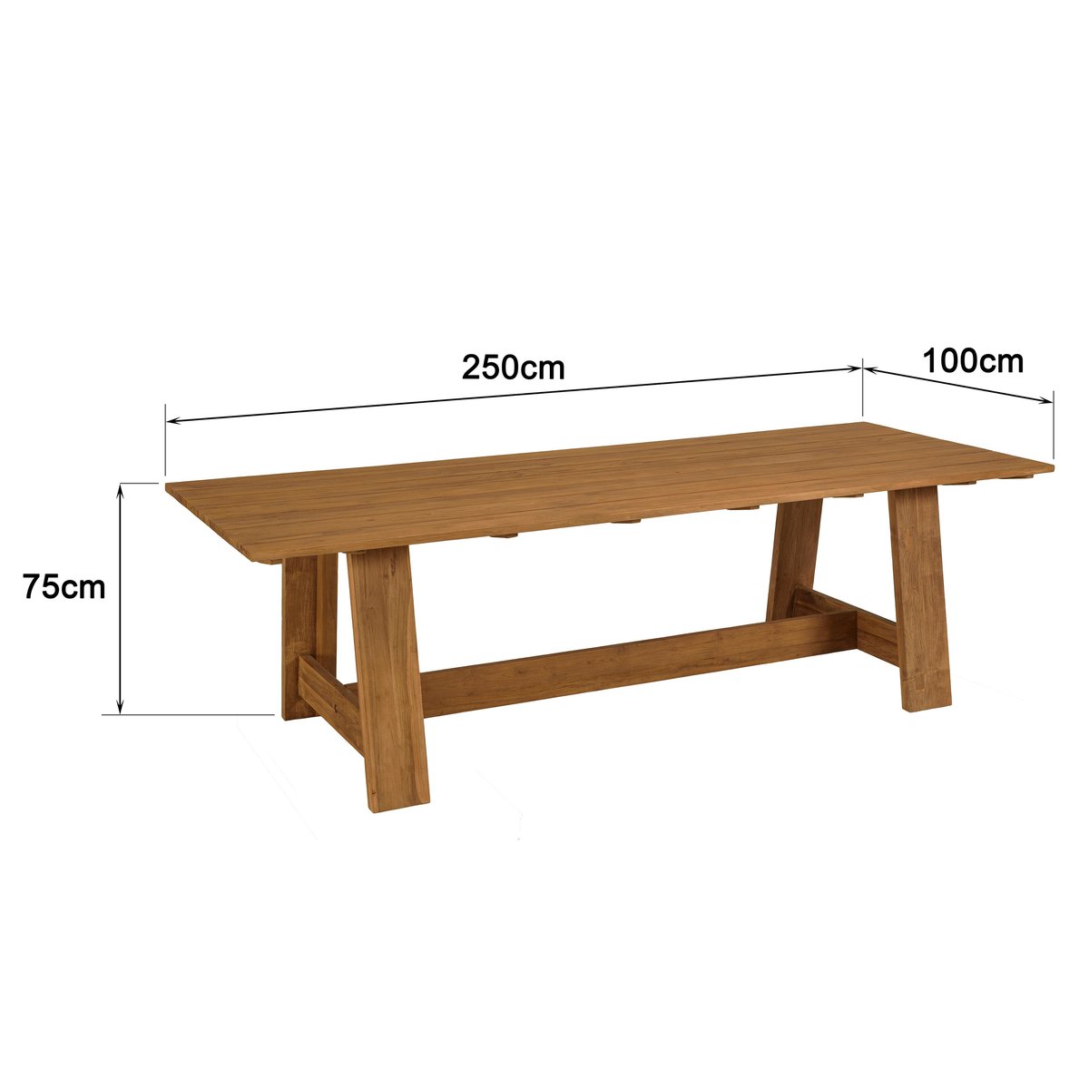Table de jardin 250 cm en teck recyclé ORIA bois naturel, PIER IMPORT