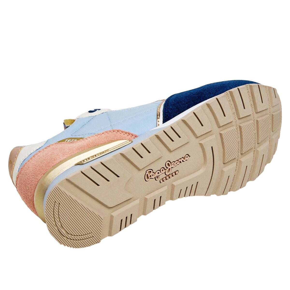 London - Baskets Running Combinées bleu jean foncé, PEPE JEANS