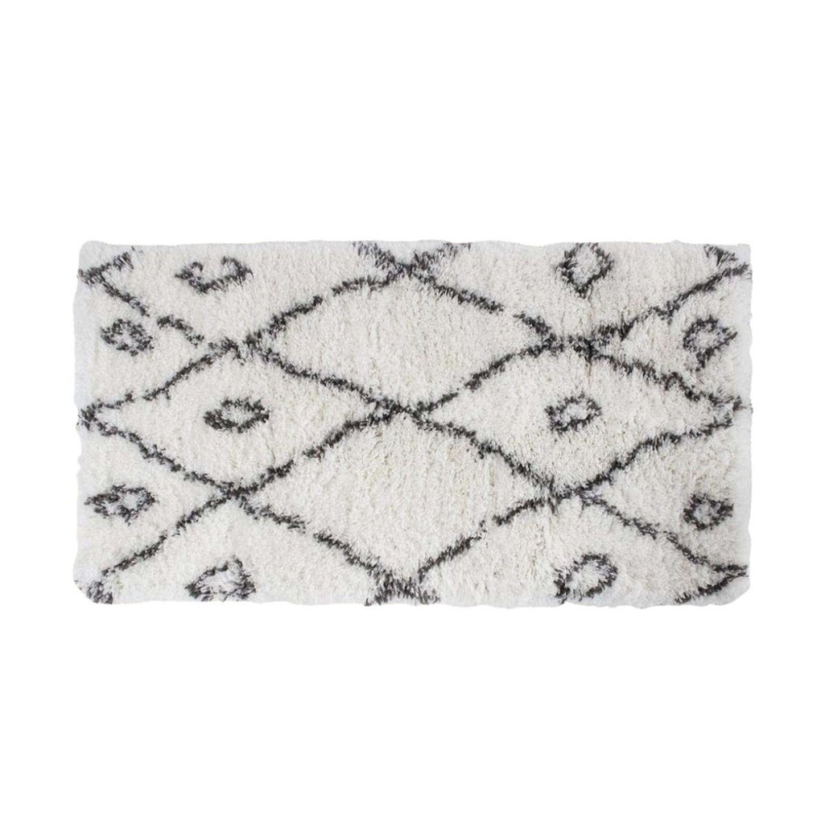 Tapis descente de lit poils longs 60x110cm blanc, ORNAMI
