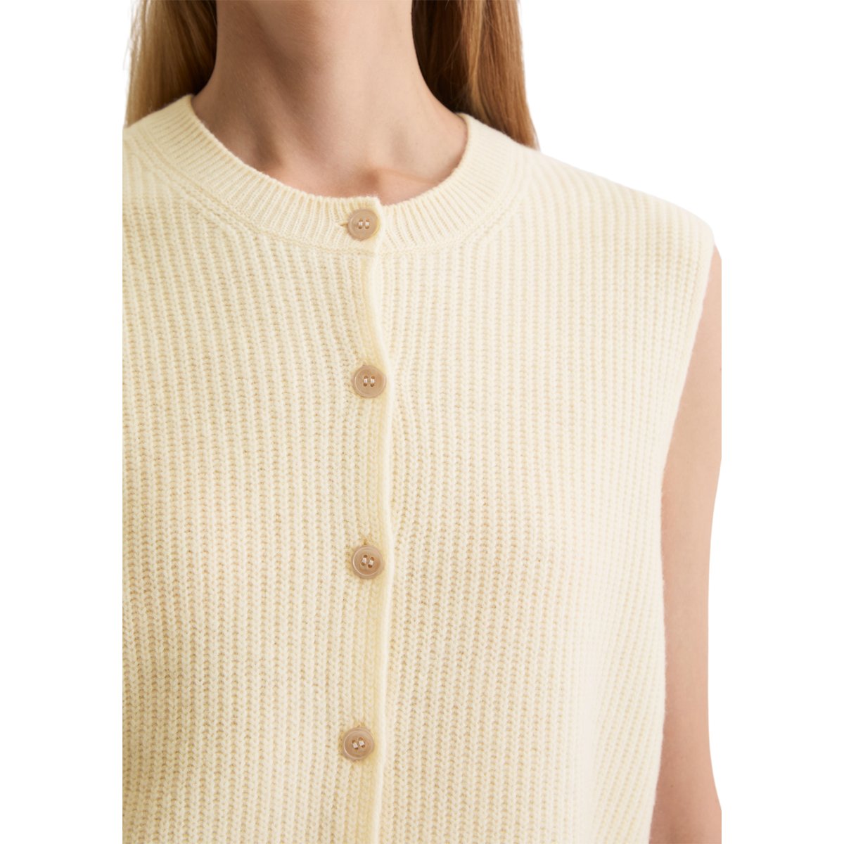 Gilet tricoté sans manches slim en doux mélange de laine mérinos nature, MARC O'POLO