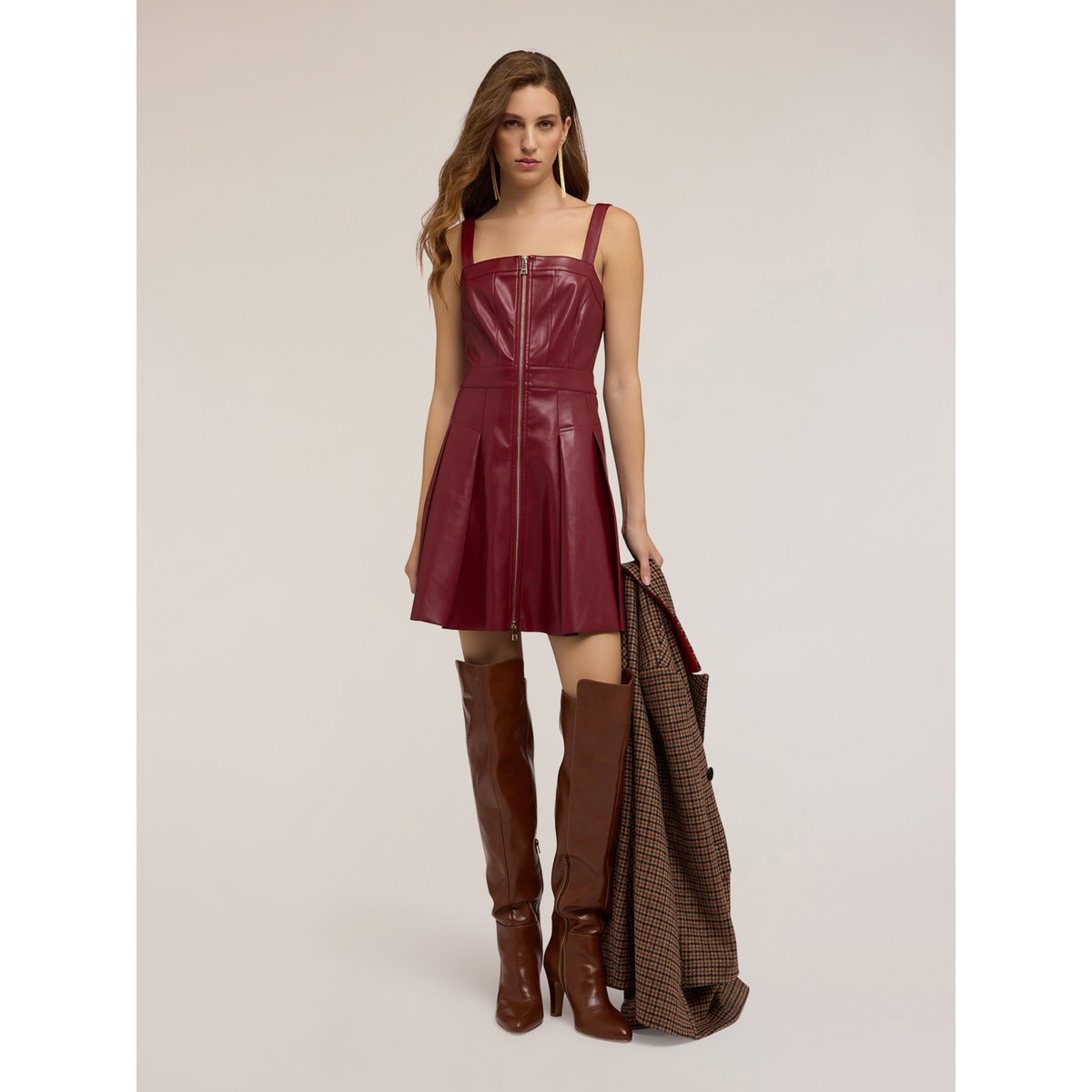 Robe en tissu enduit burgundy, MOTIVI