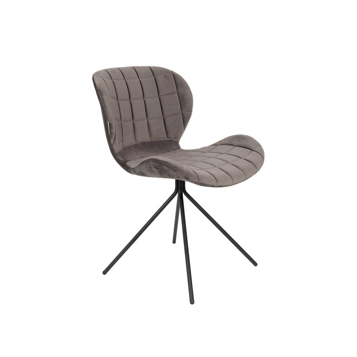 Chaise design en velours, OMG gris, ZUIVER