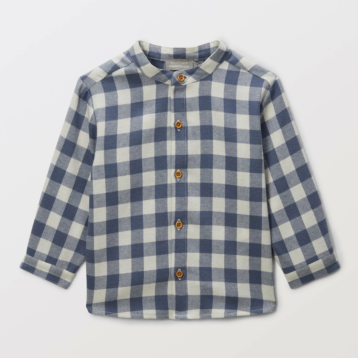 Chemise col mao à carreaux en coton. orageux, BOUT'CHOU