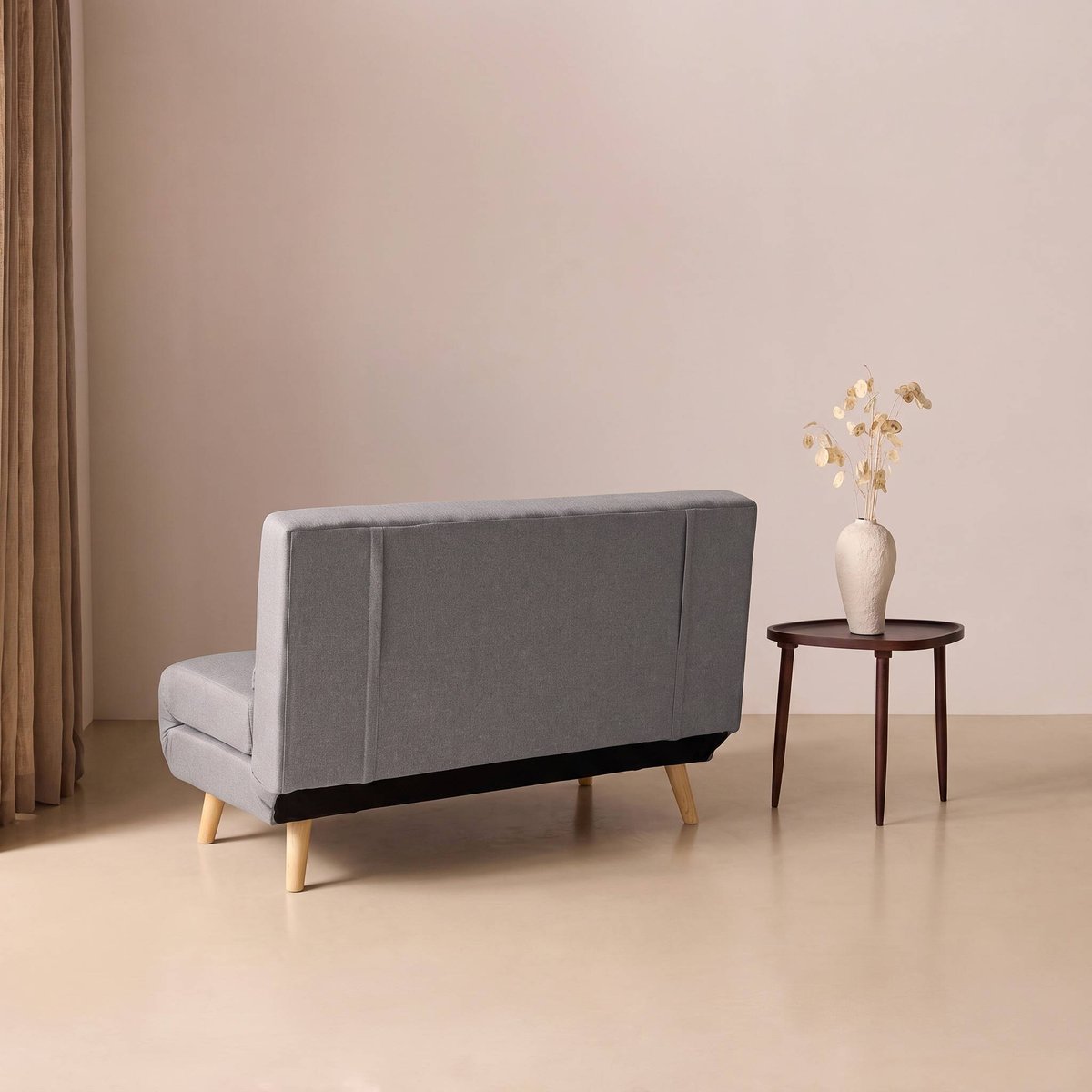 Canapé convertible 2 places tissu GUESTA gris clair, SWEEEK