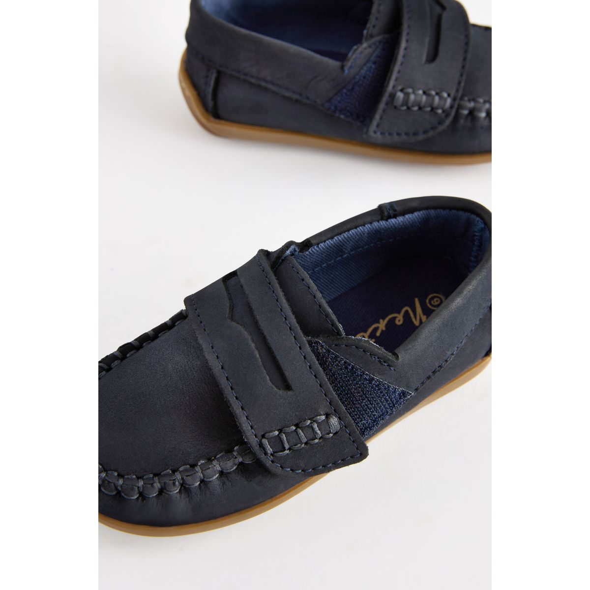 Mocassins avec fermeture scratch bleu marine, NEXT