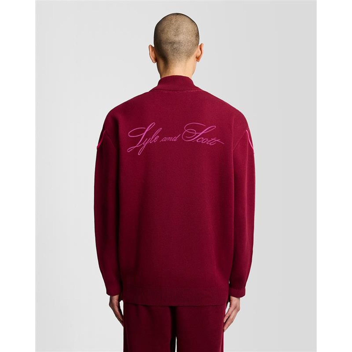 Veste à losanges en maille de survêtement rouge bordeaux audacieux, LYLE & SCOTT