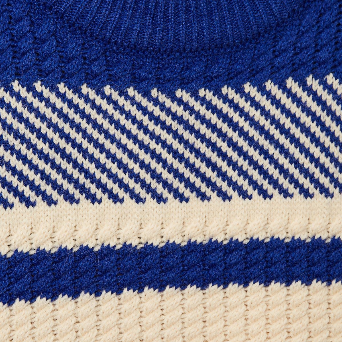 Pull rayé en coton bleu roi, MONOPRIX