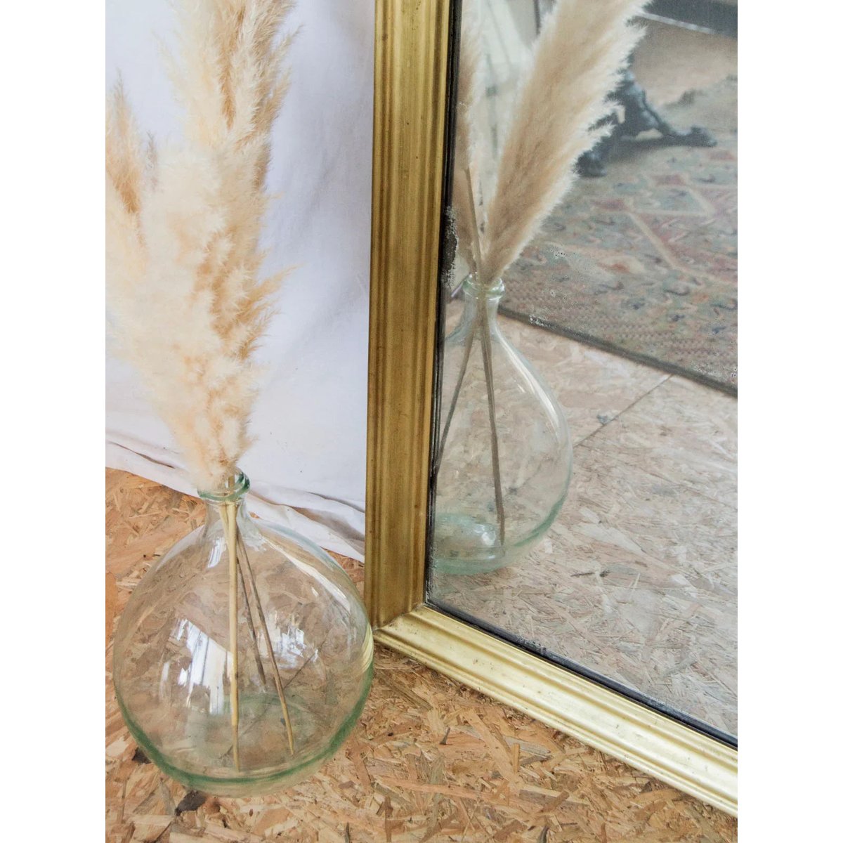 Miroir en chêne et laiton Georges N°1107 - Bon état doré, DEBONGOUT