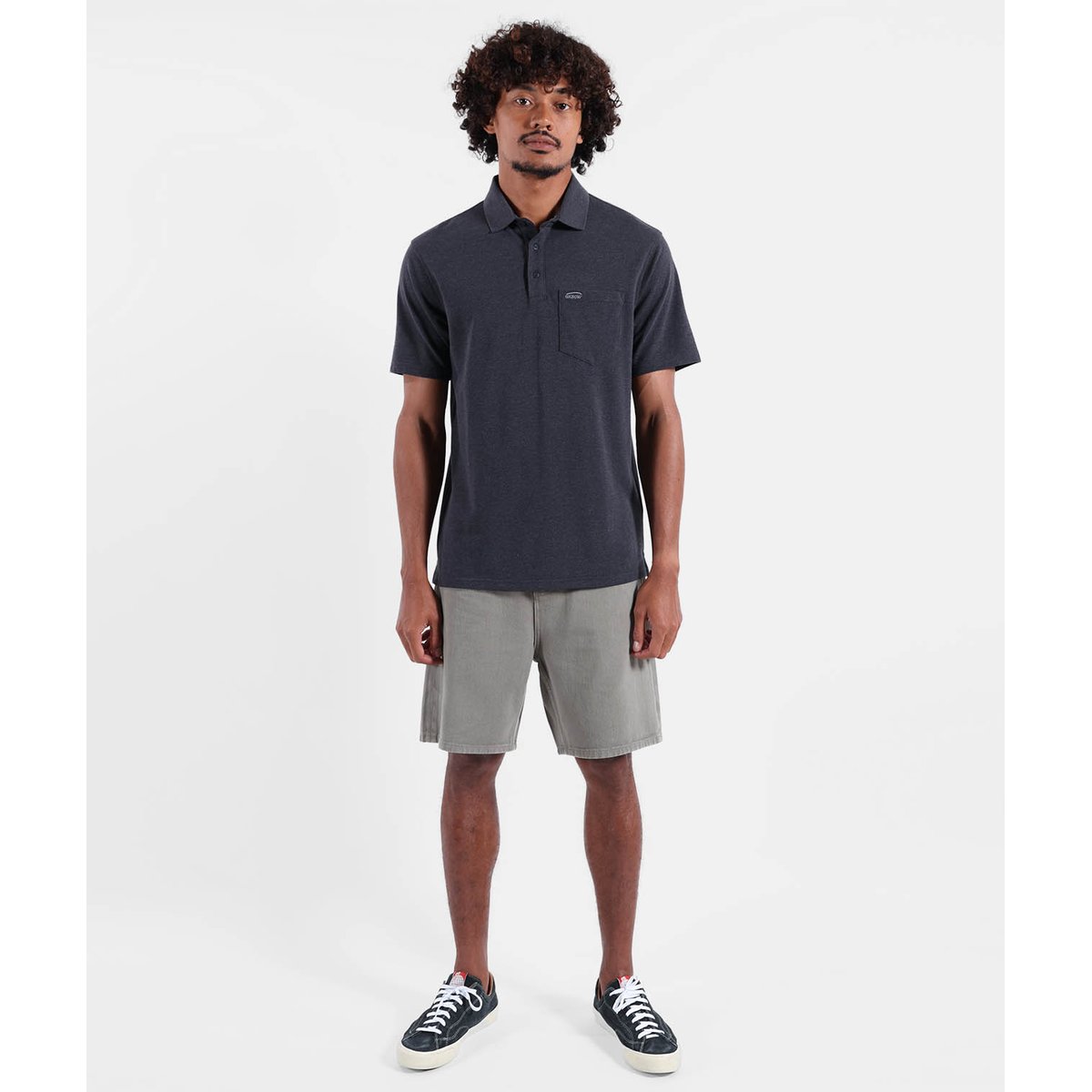 Polo manches courtes STAPLE black heather, OXBOW
