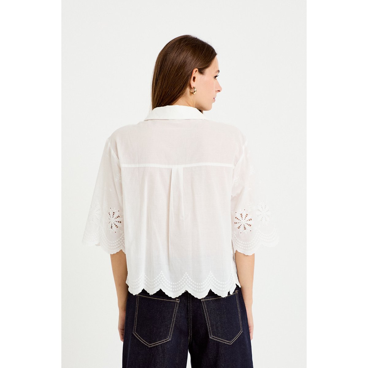Chemise droite col classique manches 3/4 ecru, CACHE CACHE