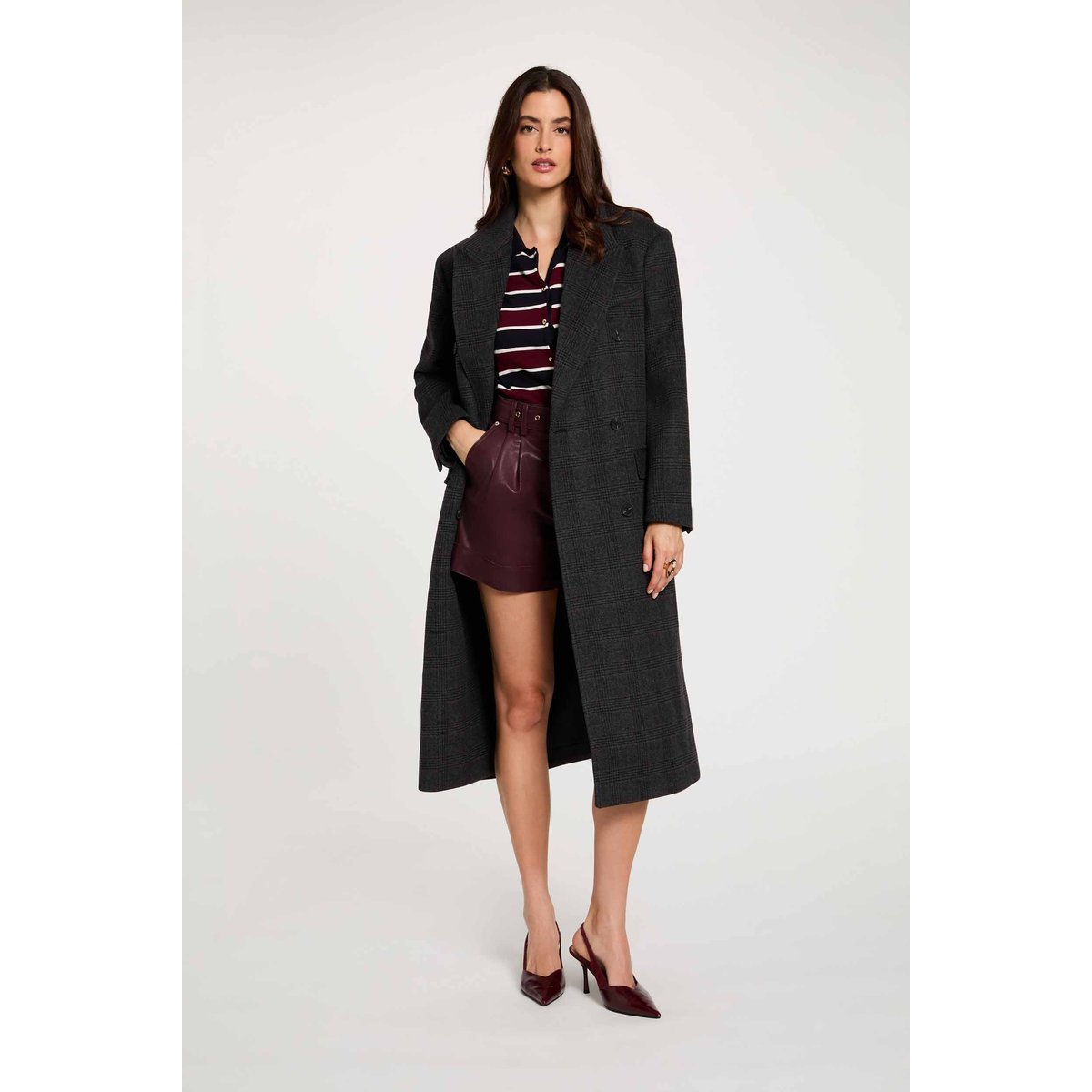 Manteau tweed col tailleur multicolore, MORGAN