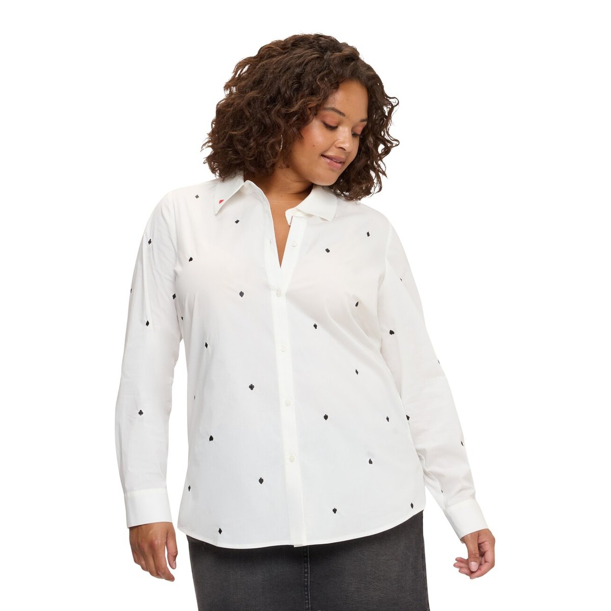 Chemise stretch avec broderies all over blanc, FIORELLA RUBINO