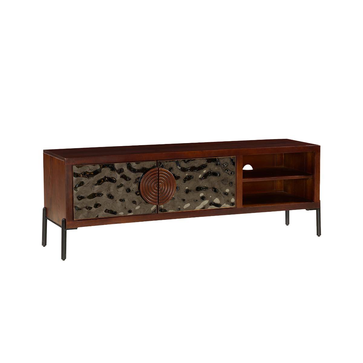 Meuble TV en bois de manguier et métal NAYELI bois foncé, MADE IN MEUBLES