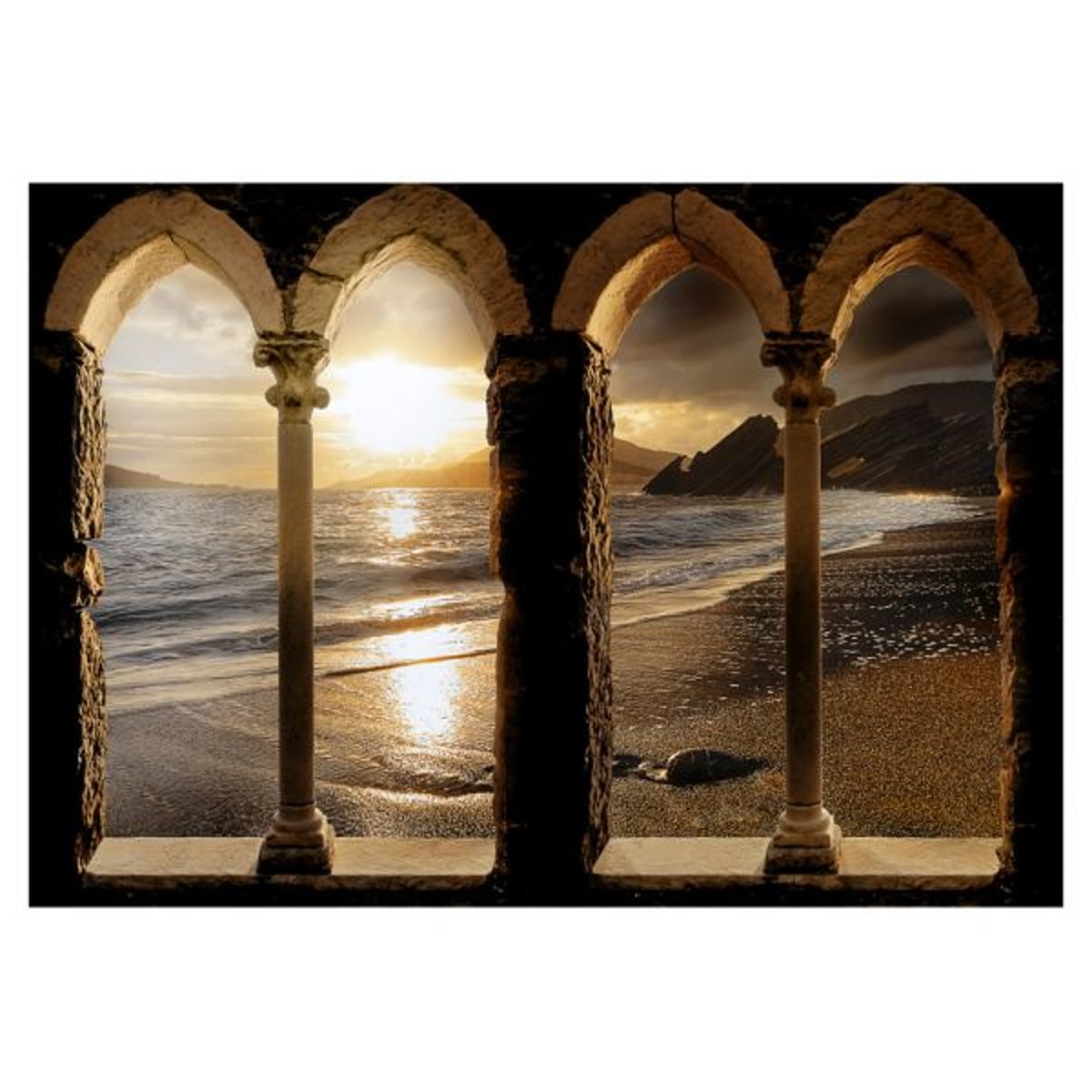 Papier peint intissé panoramique Paysage Castle on the beach multicouleur, EDEN
