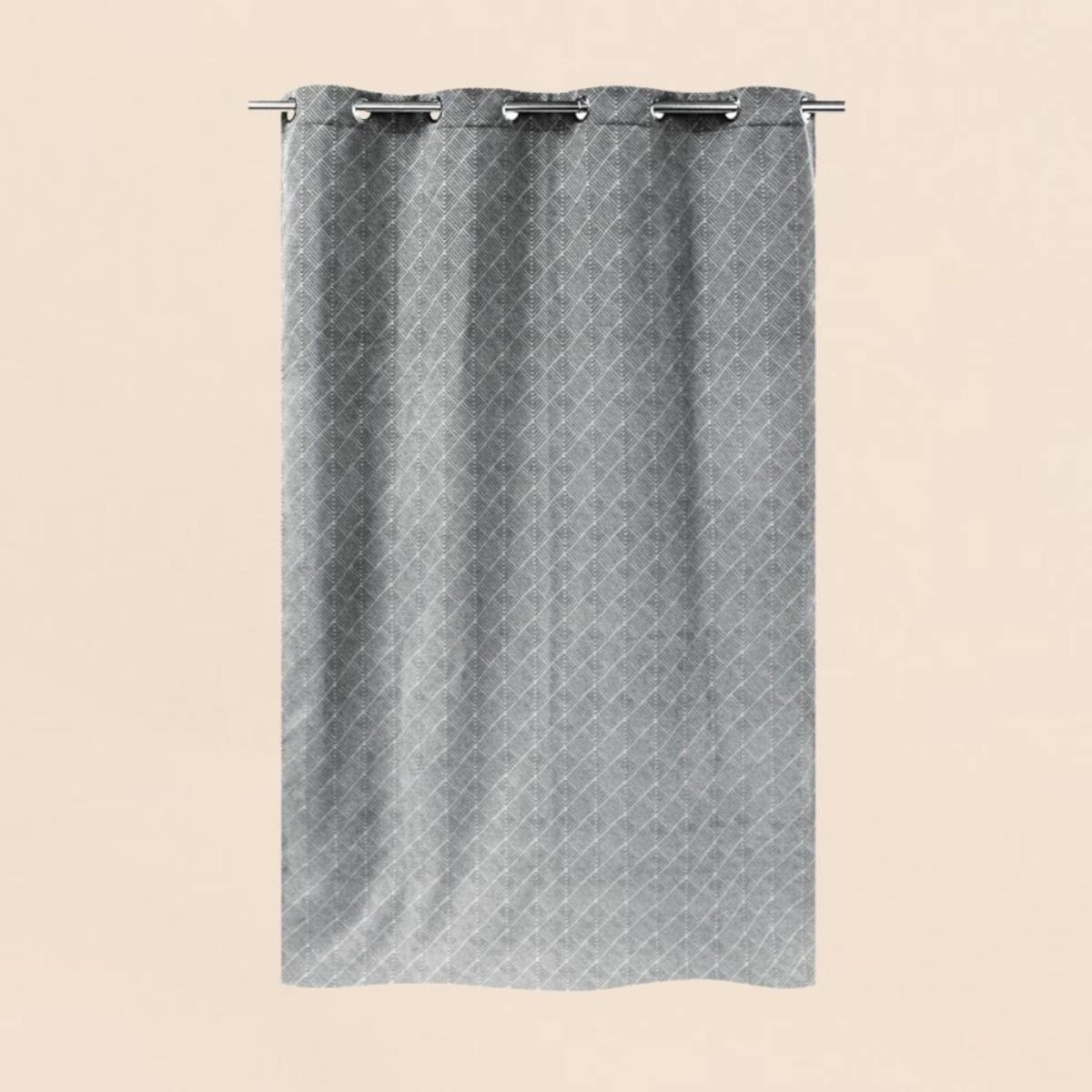 Rideau tissé jacquard chenille 140x250cm gris, ORNAMI