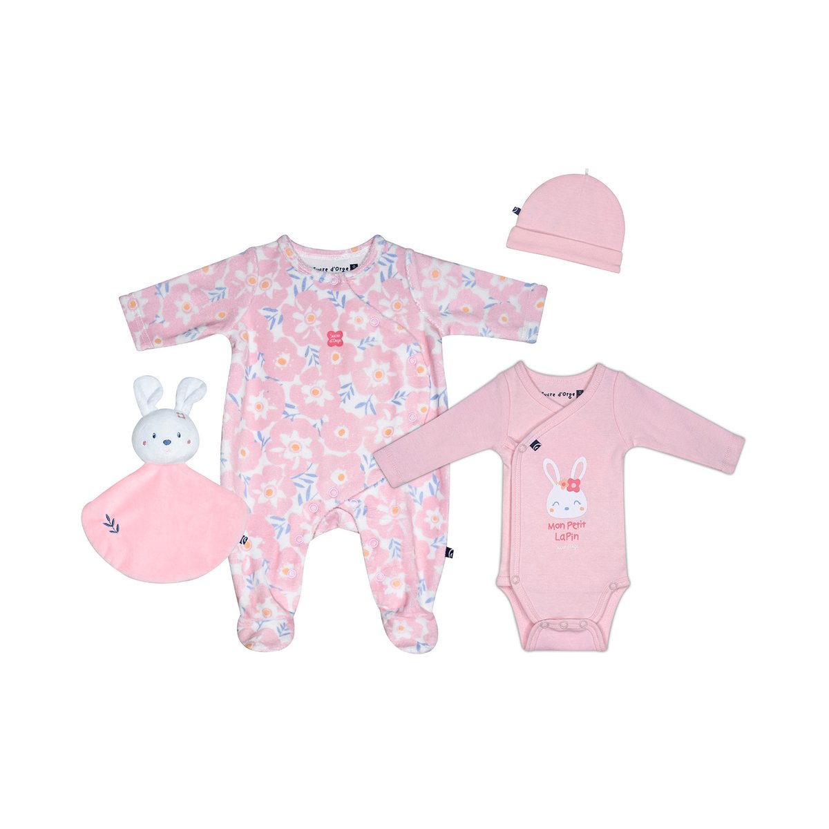 Set naissance lilas maille ouverture devant naissance rose, SUCRE D'ORGE