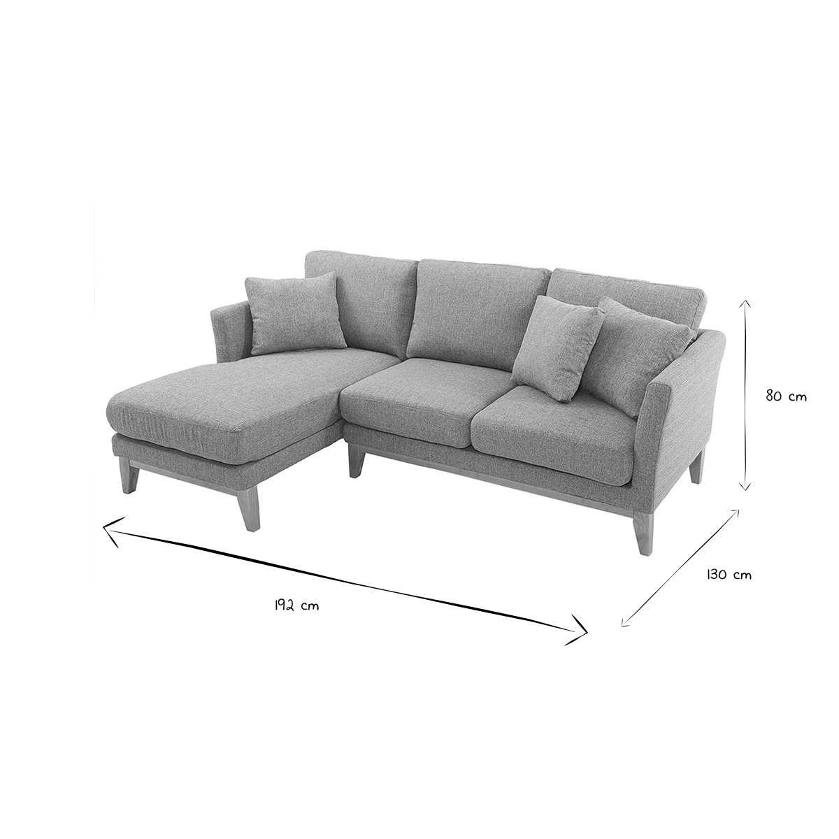 Canapé d'angle gauche scandinave déhoussable 3-4 places OSLO gris clair, MILIBOO