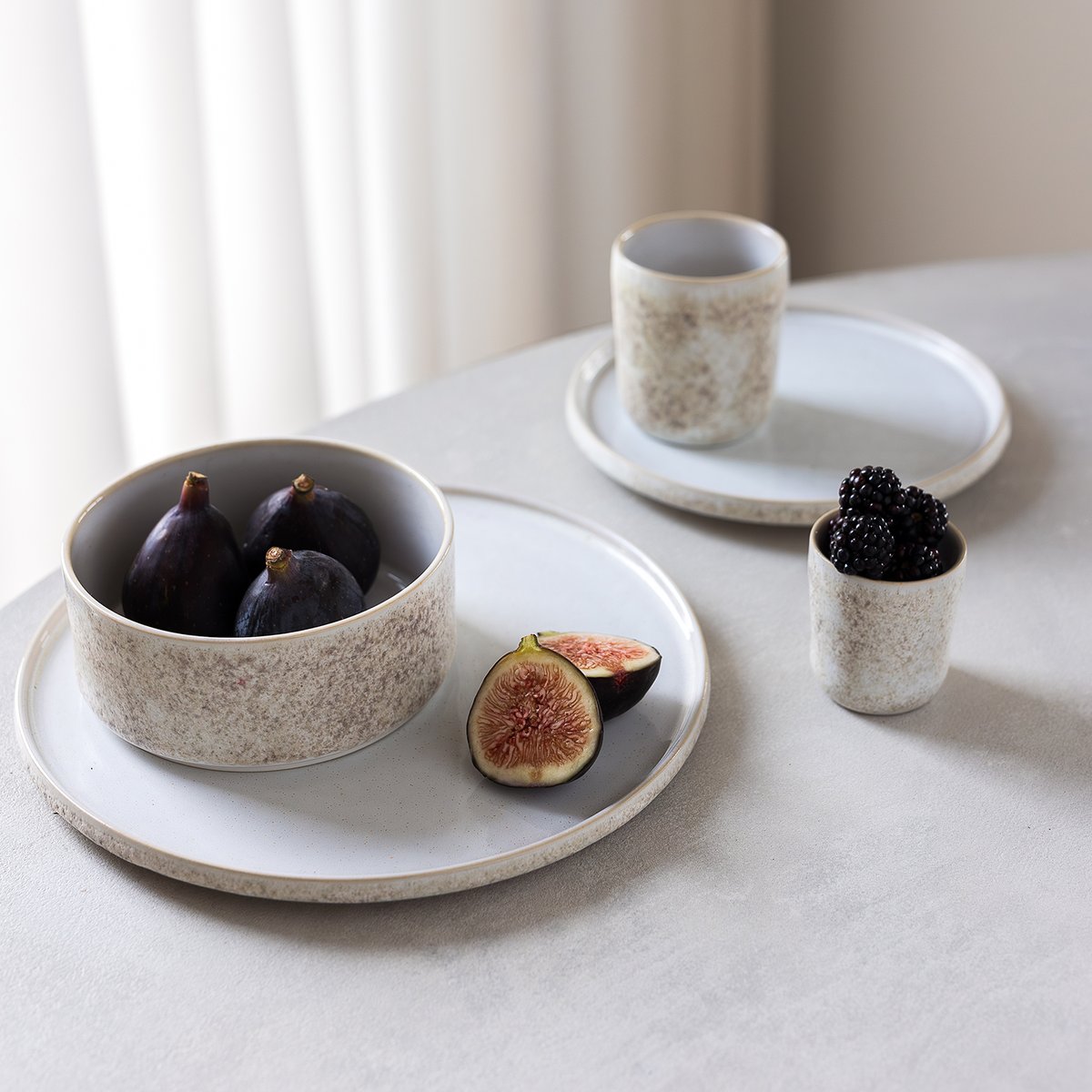 Lot de 4 assiettes FARO beige, SP COLLECTION