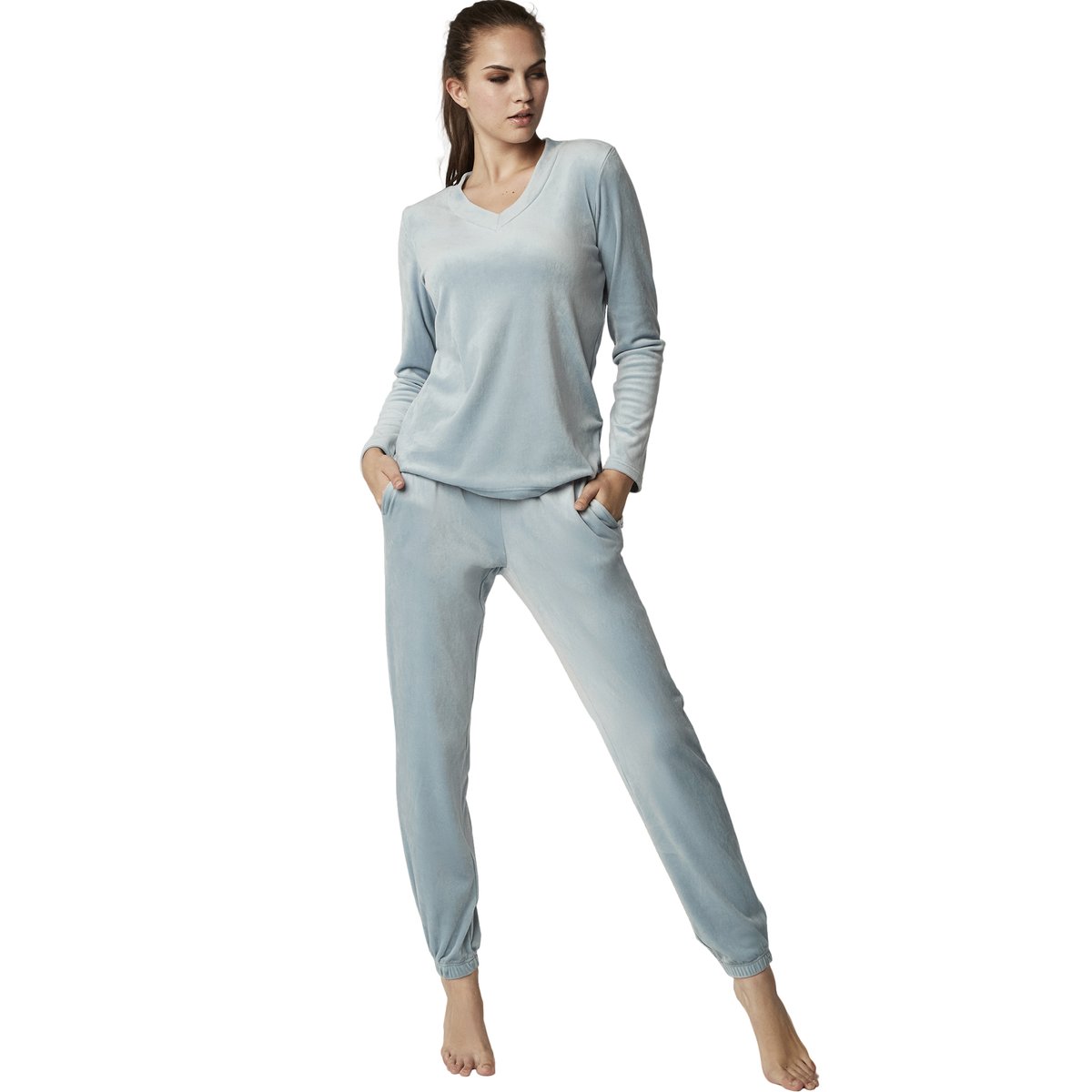 Pyjama pantalon top manches longues POLARSOFT bleu, SELMARK