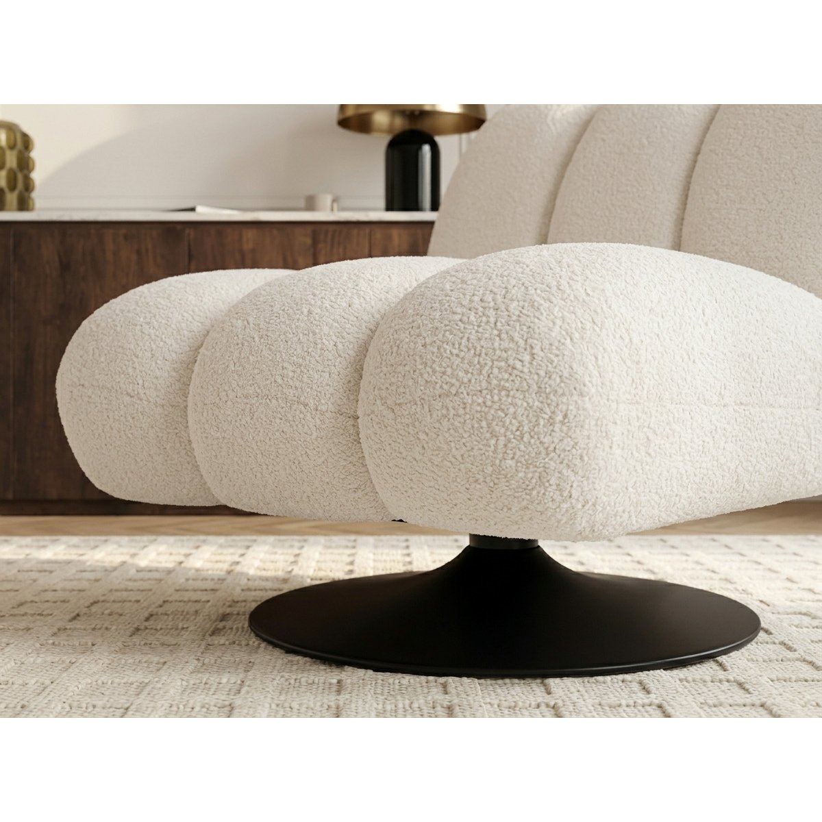 Fauteuil tissu bouclette, JANISSAIRE blanc, BOBOCHIC