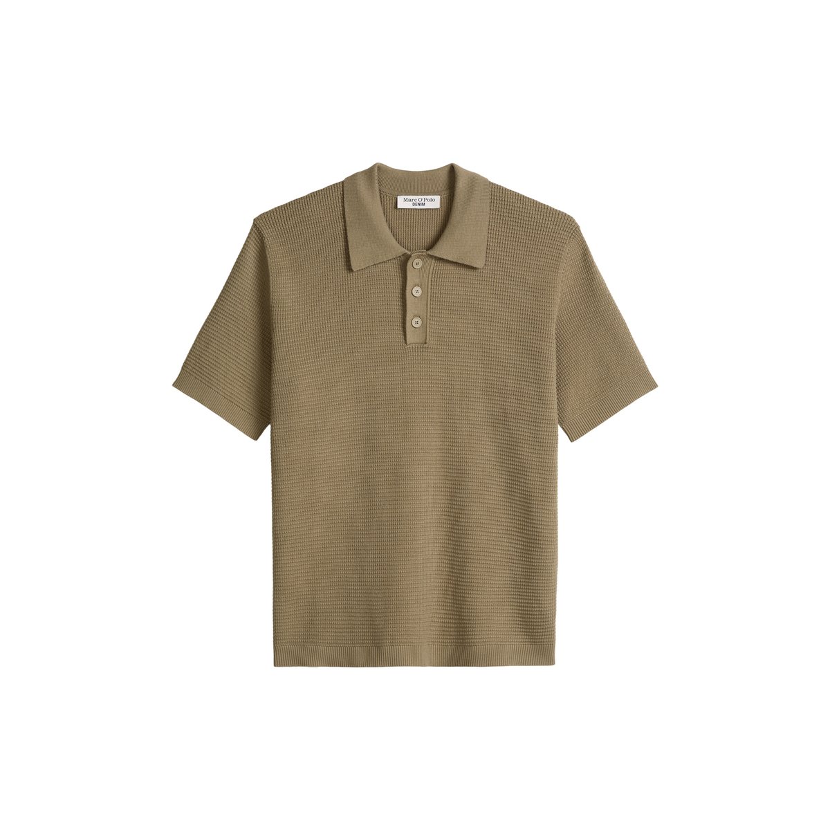 Polo en tricot DfC avec structure gaufrée marron, MARC O’POLO DENIM