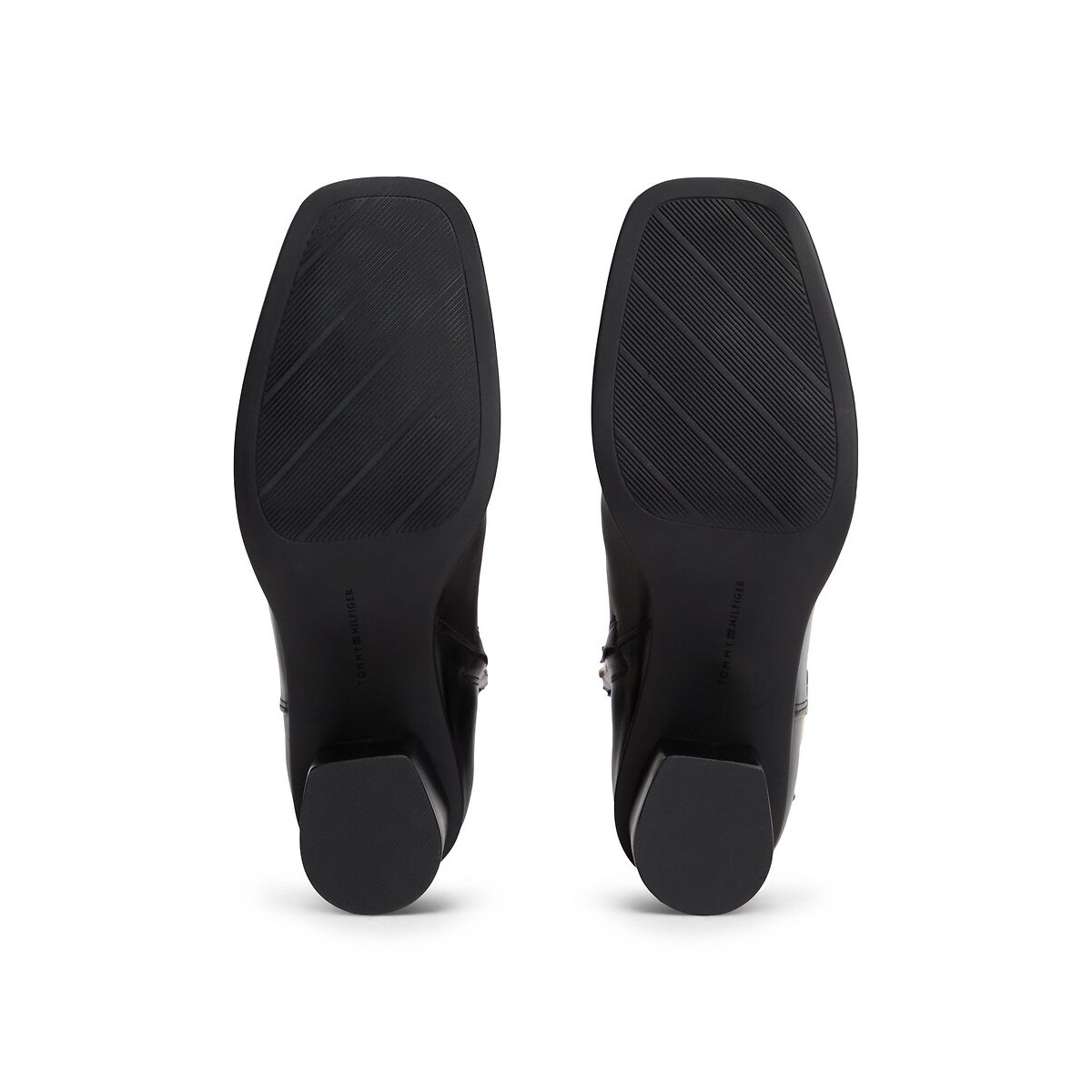 Stivaletti in pelle con tacco largo nero , TOMMY HILFIGER