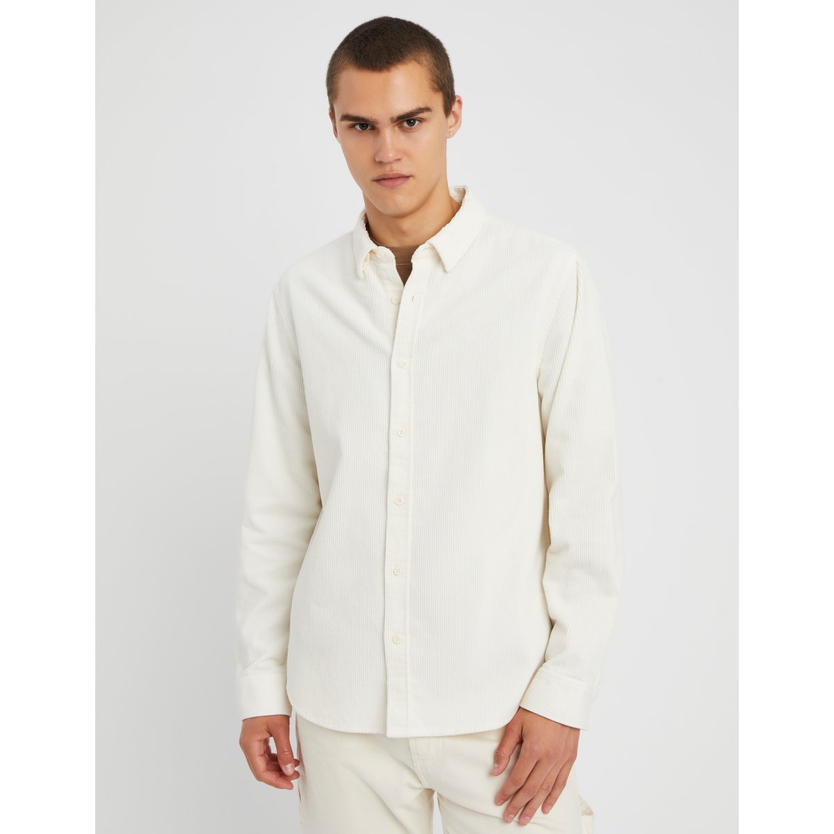 Chemise droite en velours blanc écru, BZB