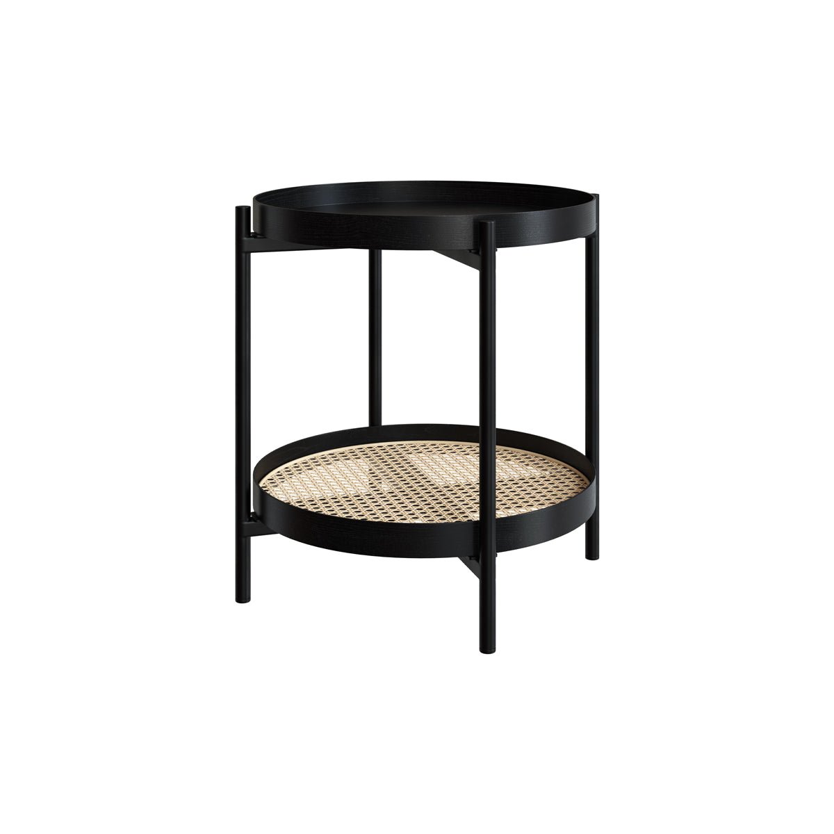 Table basse en cannage de mindi D49 cm - LUKUT noir, MAISON PAVANE