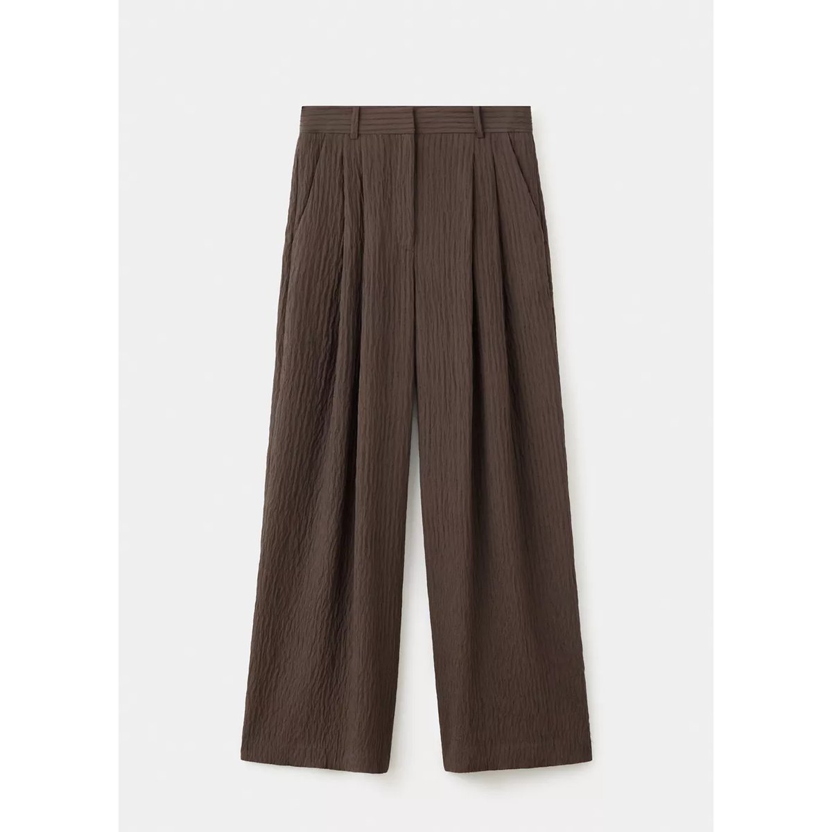 Pantalon fluide wideleg marron, MANGO