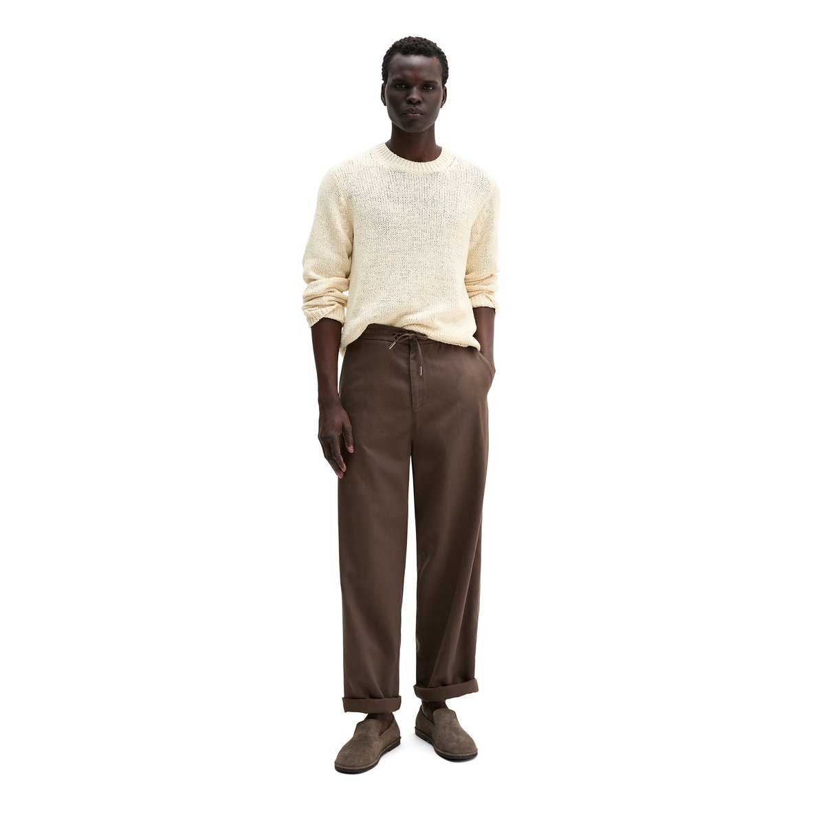 Pull-over regular en fil à bandelettes lâche blanc naturel, MARC O'POLO
