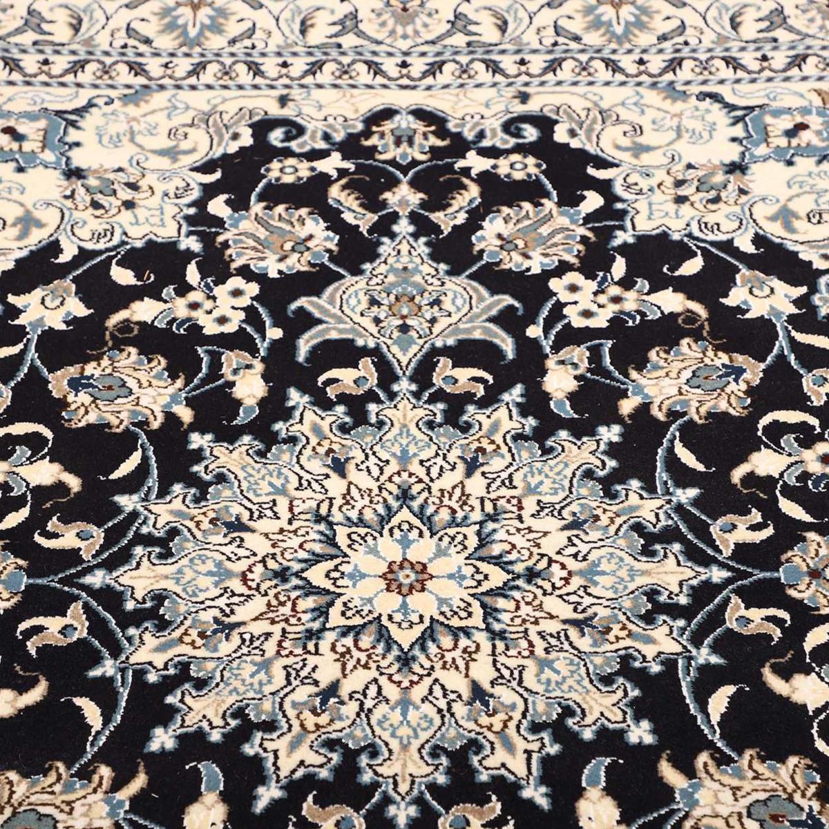 Tapis d'orient, motif oriental, noué main, laine, NAIN 7 bleu, beige, crème, UN AMOUR DE TAPIS