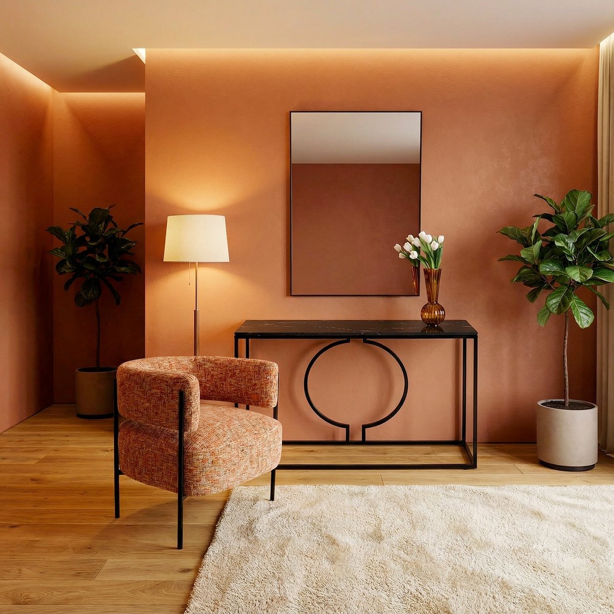 Fauteuil en polyester mélangé, LILJA orange, KARE DESIGN