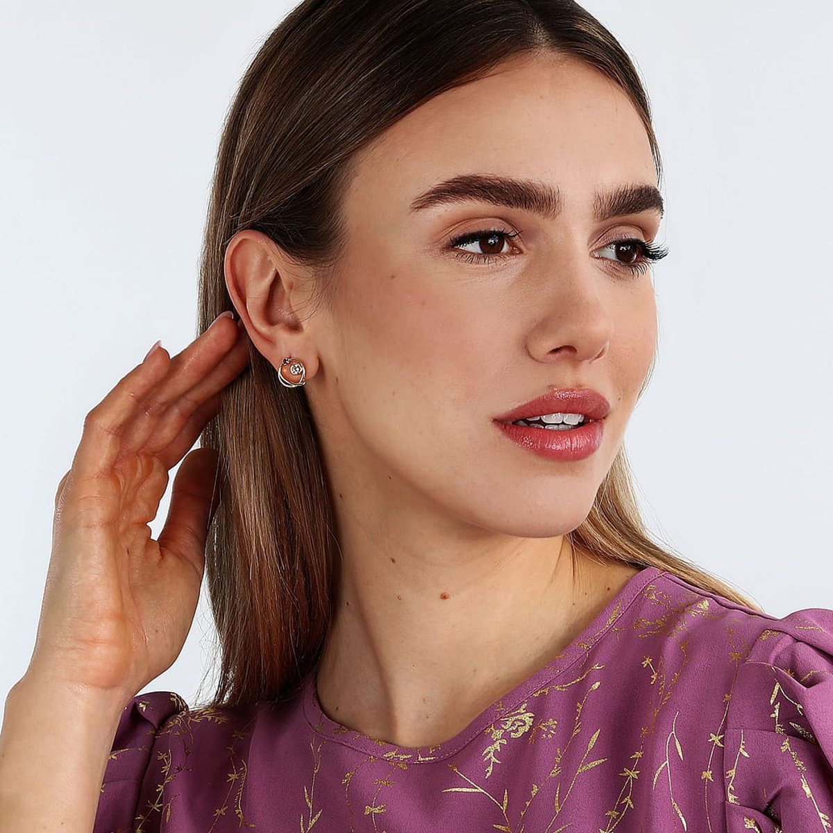 Boucles d'oreilles en Oxyde De Zirconium/argent et Oxyde de zirconium or et beige, L’ADOREE