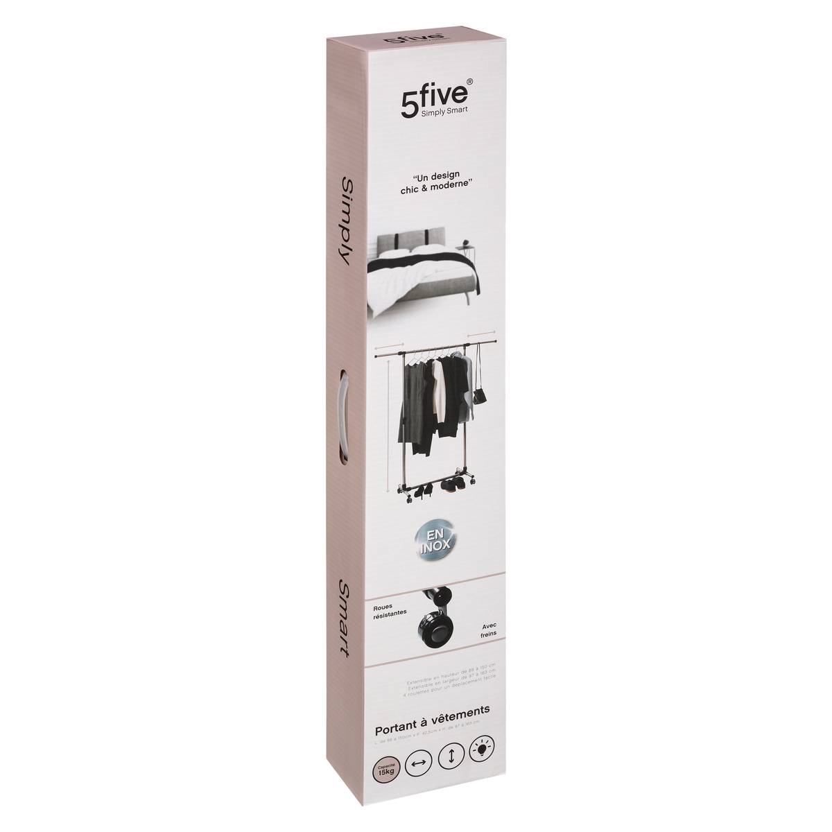 Portant à vêtements simple en inox VENUS argent, 5FIVE SIMPLY SMART