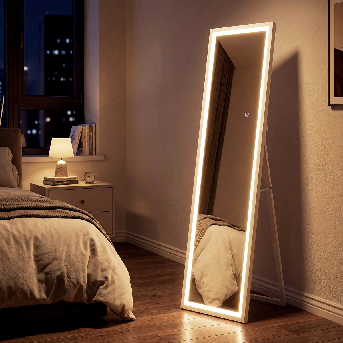 Miroir en pied Verre trempé Blanc blanc, HOMCOM