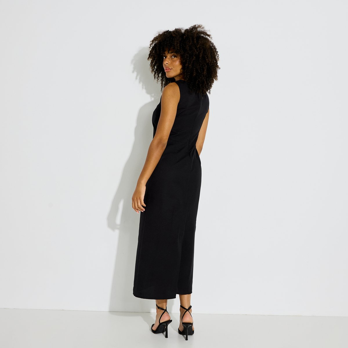 Robe longue sans manches avec fente noir, GRAIN DE MALICE