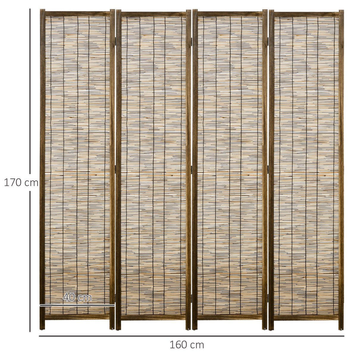 Paravent intérieur 4 panneaux pliables marron, HOMCOM