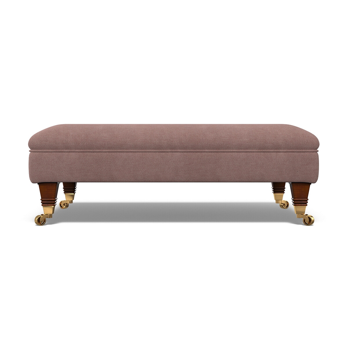 Emeline Soft Brushed Footstool with Castor Legs old rose, ÉDITÉ