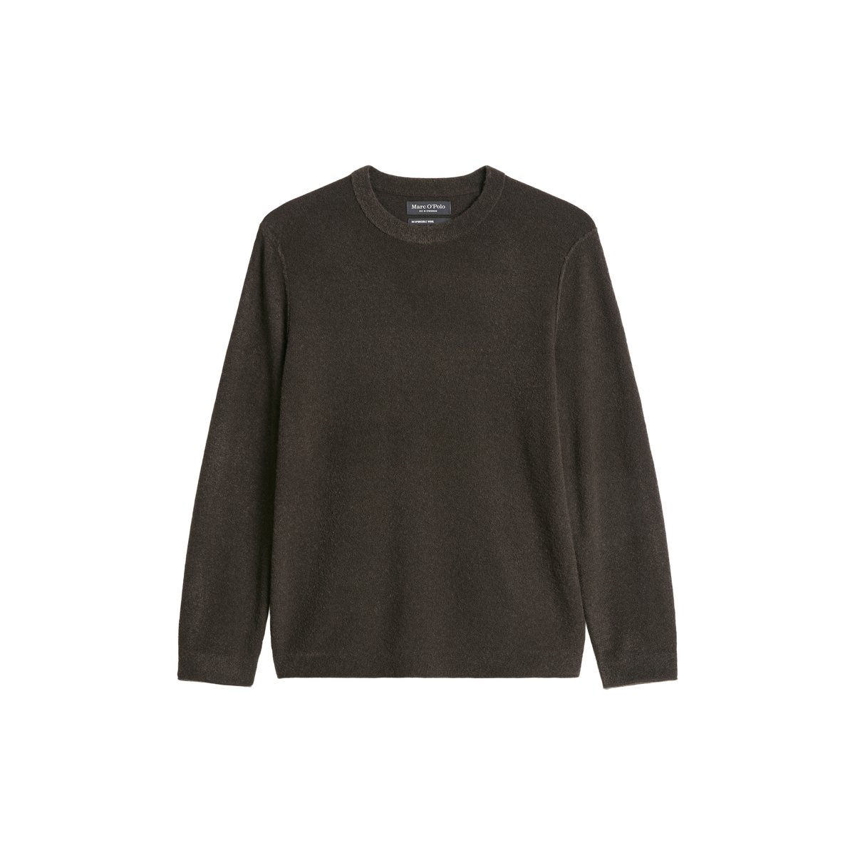 Pull bouclé coupe classique en mélange de laine vierge douce brun foncé, MARC O'POLO