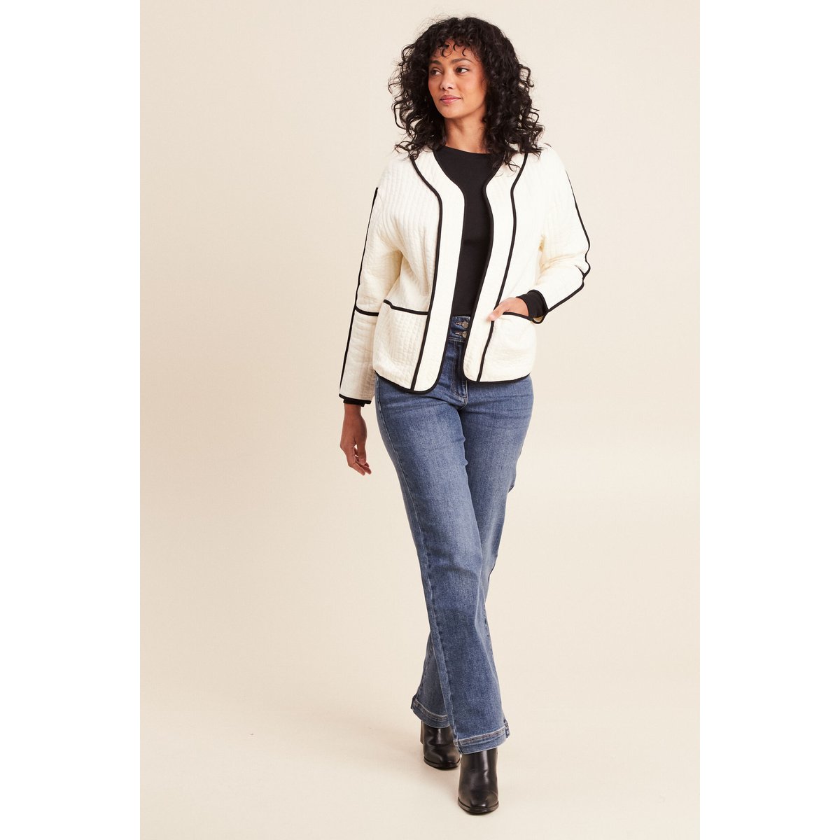 Veste manches longues sans col ecru, BREAL