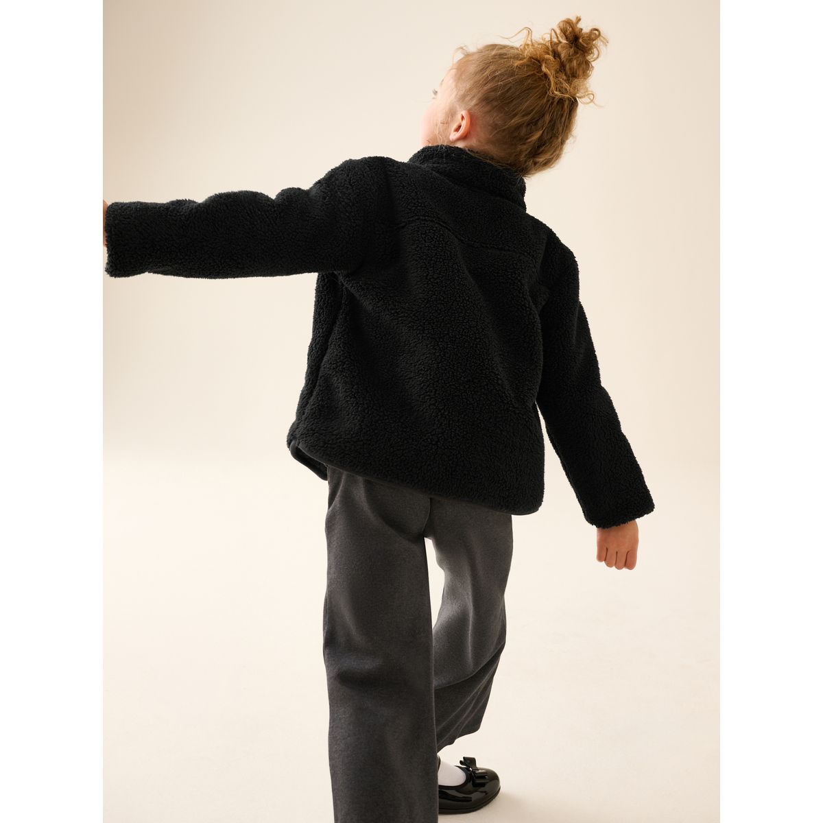 Veste zippée en polaire/peau lainée à poches noir, NEXT
