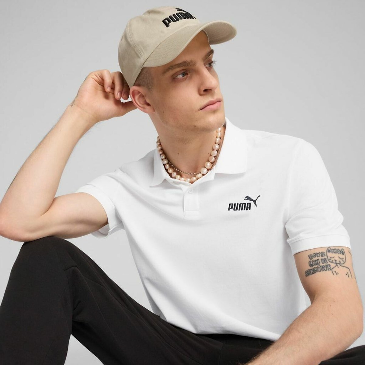 Polo piqué essentiel blanc, PUMA