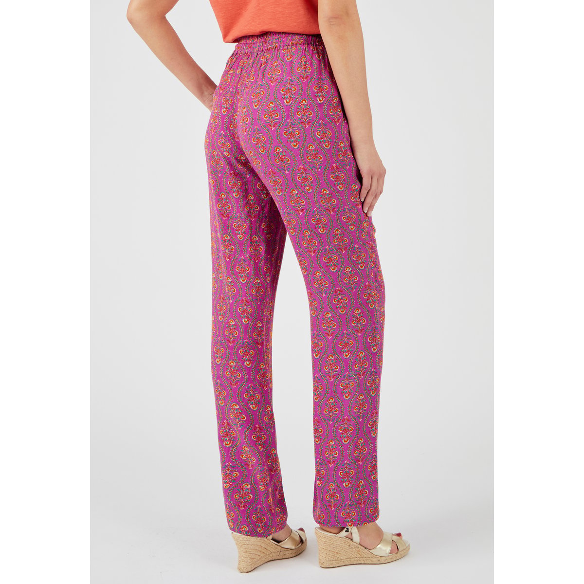 Pantalon fibres pure viscose Lenzing(TM) violet mauve fleuri, DAMART