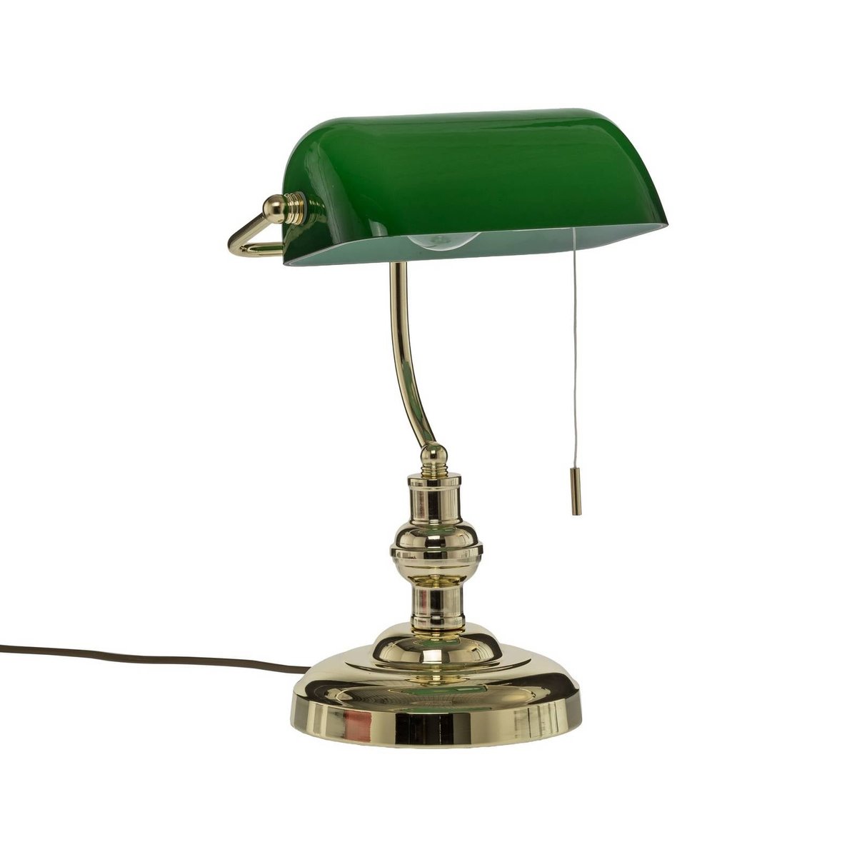 Lampe à poser en métal antique, Milenka laiton poli, vert, LINDBY