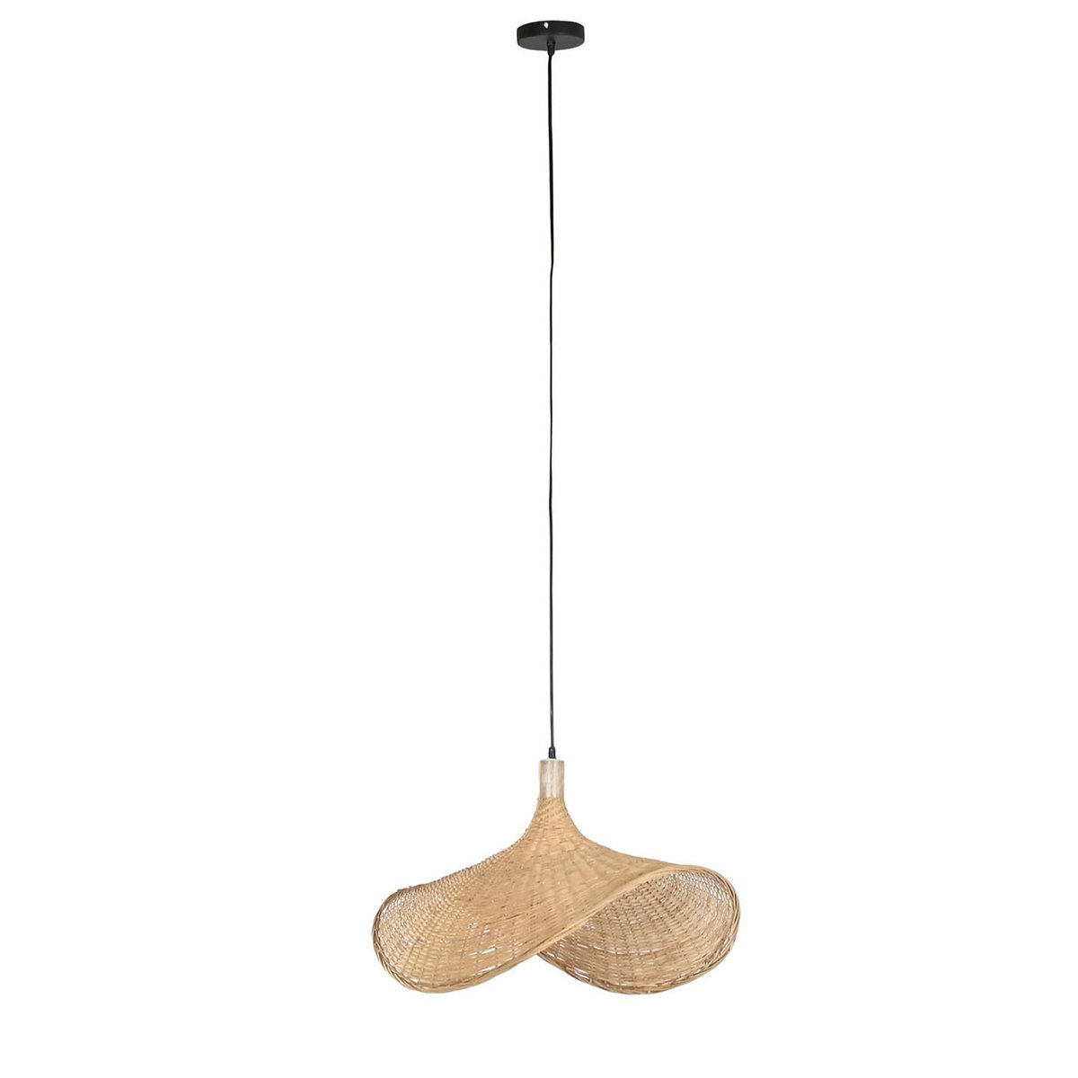 Plafonnier rotin naturel tressé chapeau 65x47x35cm bois, WADIGA