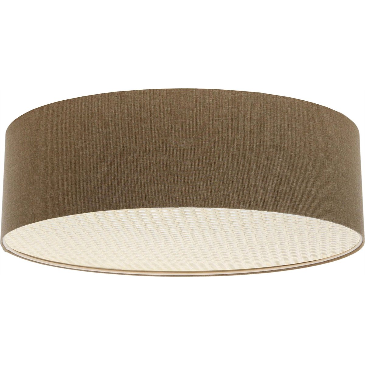 Plafonnier rond en tissu et rotin Boho Elegant beige crème et rotin naturel, BPS KONCEPT