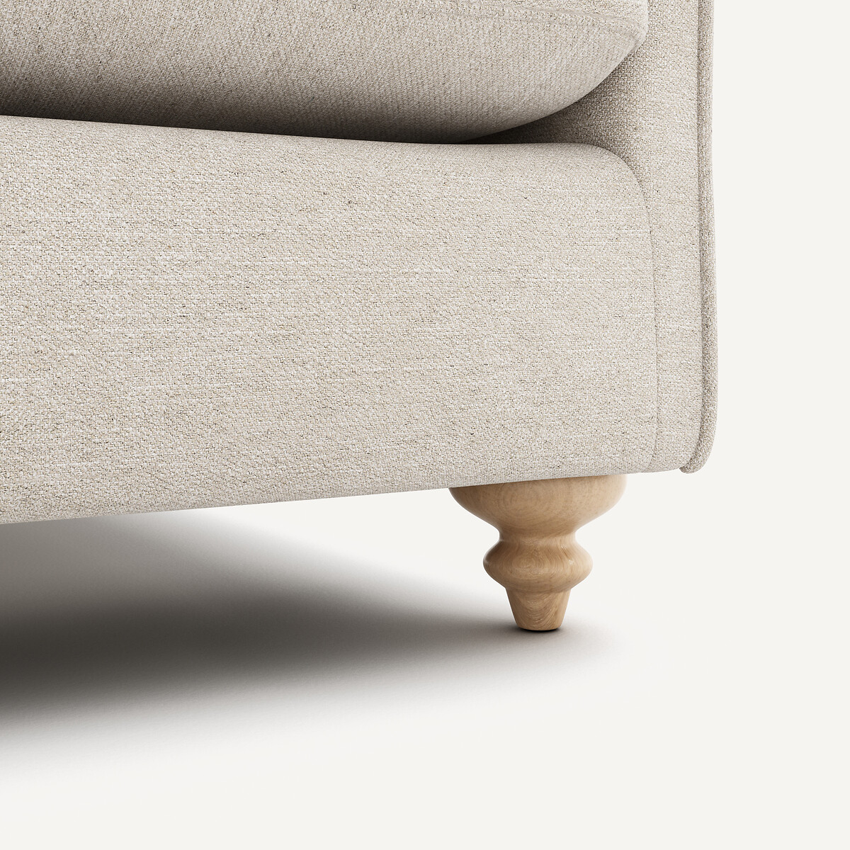 Kompaktes, umwandelbares, 3-sitziges Sofa aus meliertem Stoff, LAZARE elfenbein, AM.PM