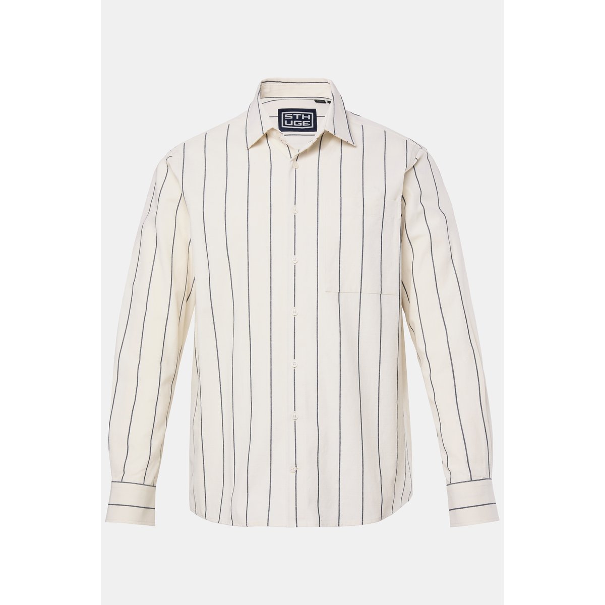 Chemise à manches longues, rayures blanc cassé, STHUGE
